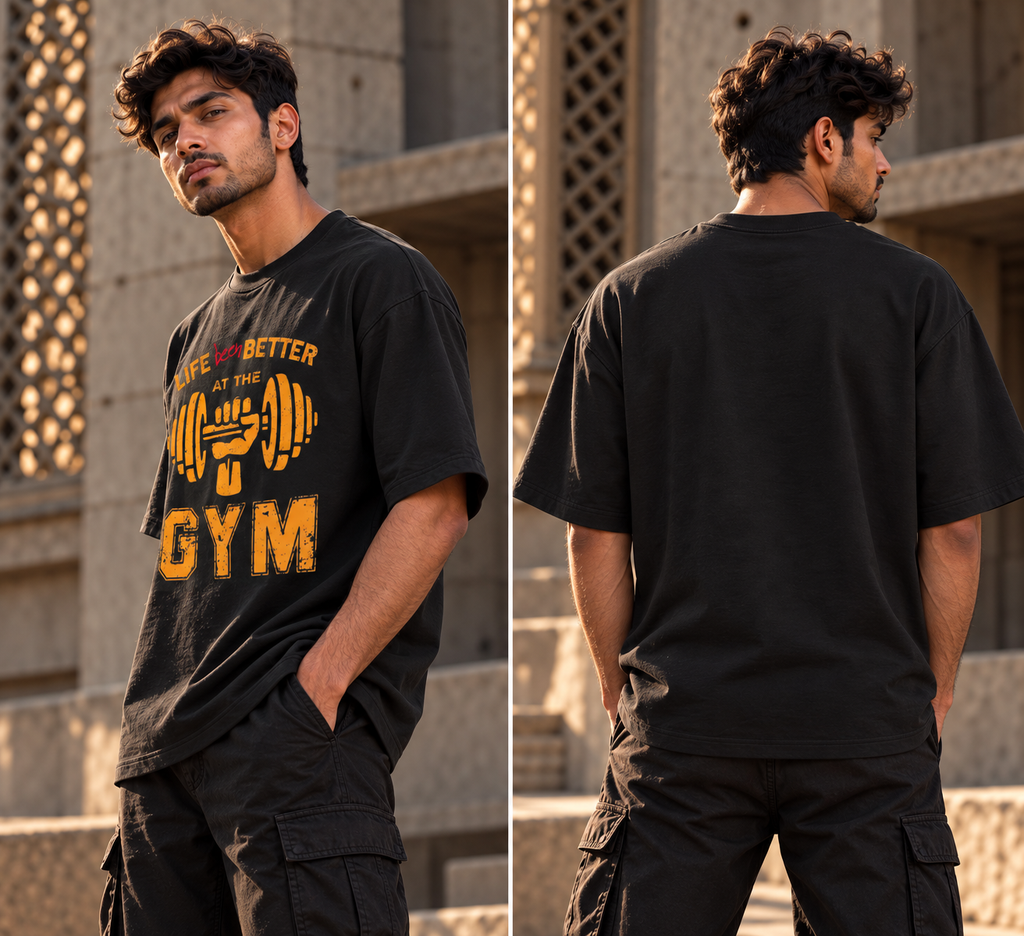 Life Is Better at the Gym Oversized Graphic T-Shirt