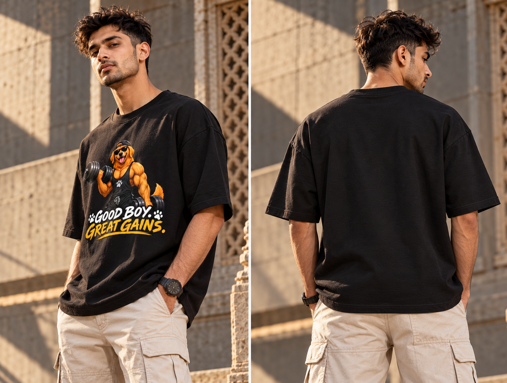 Good Boy Great Gains Oversized Graphic T-Shirt