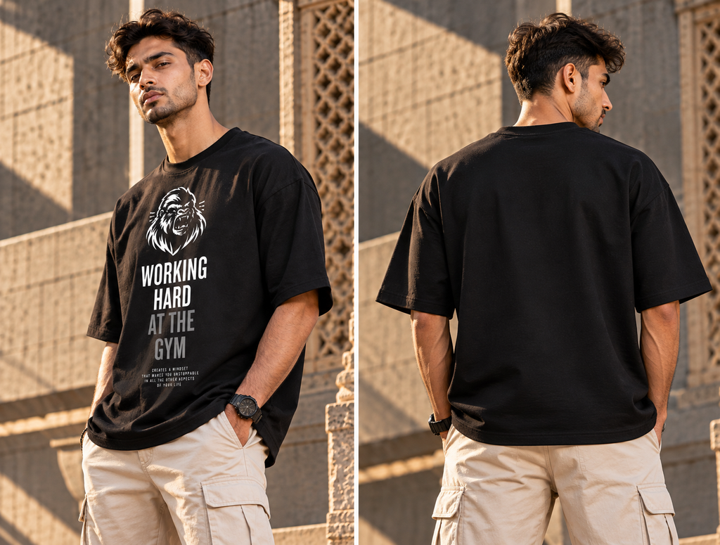 Working Hard at the Gym Oversized Graphic T-Shirt