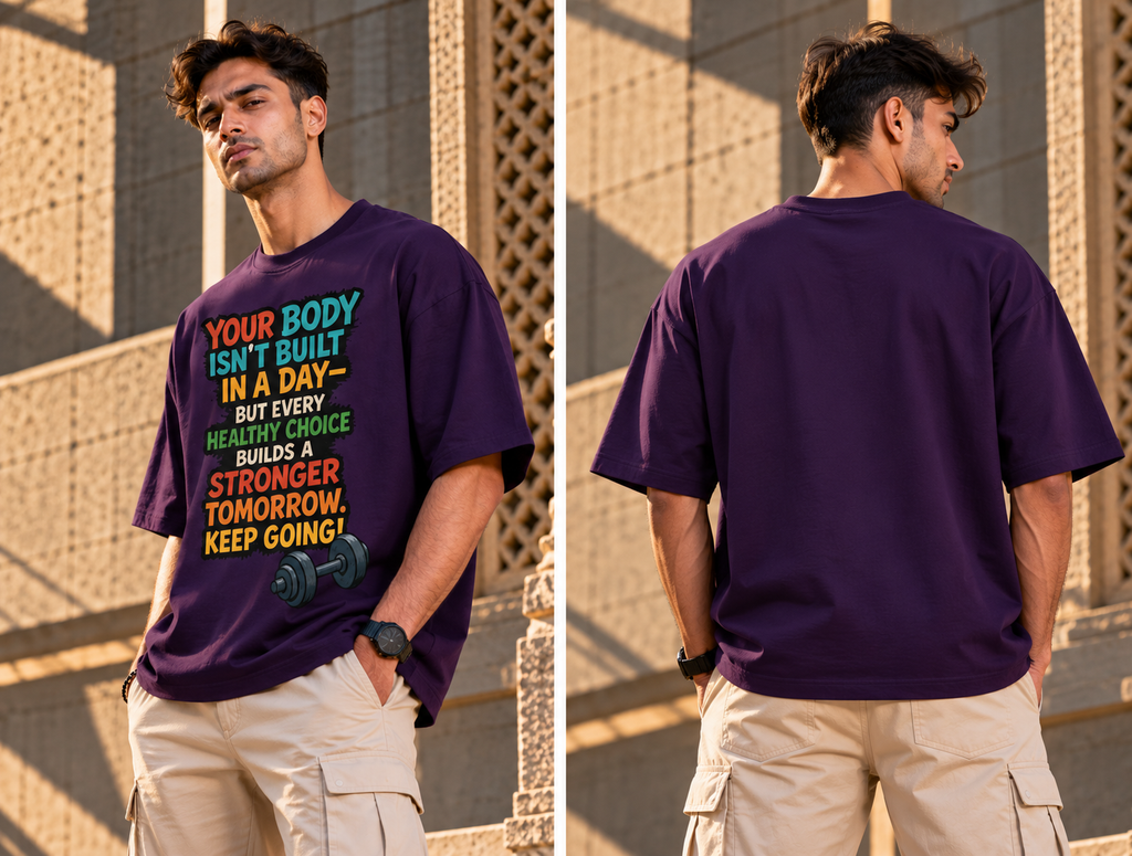 Stronger Tomorrow Oversized Fitness Graphic T-Shirt