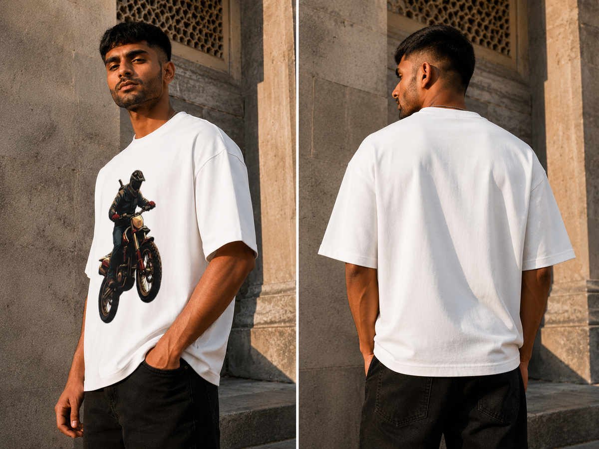 Vintage Motocross Rider RAJIRU oversized T-shirt product image