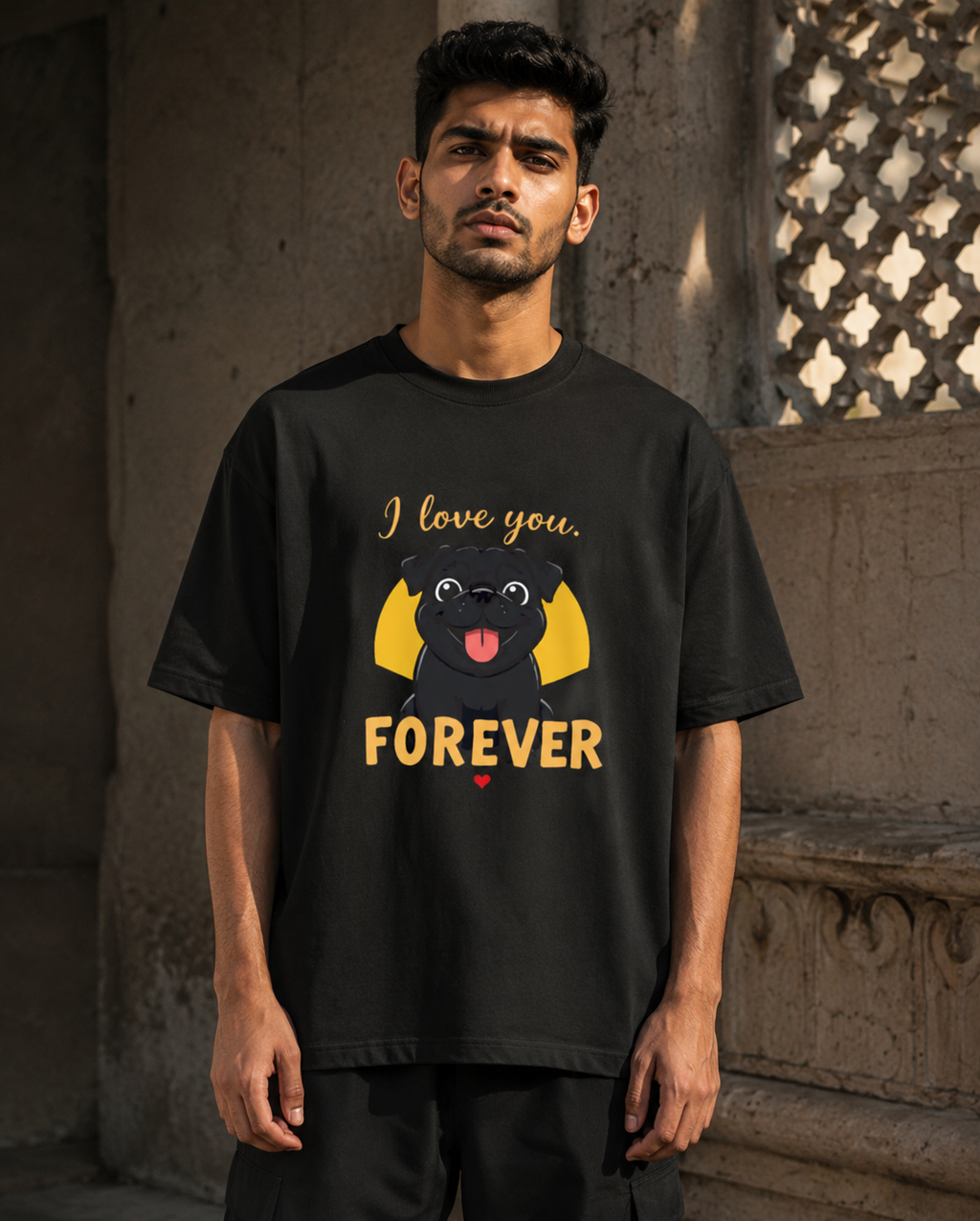 RAJIRU I Love You Forever Pug oversized T-shirt product image