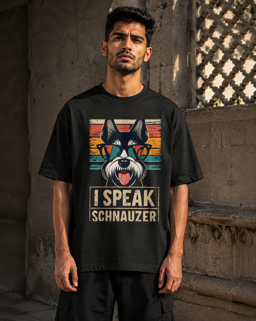 I Speak Schnauzer Vintage Oversized T-Shirt