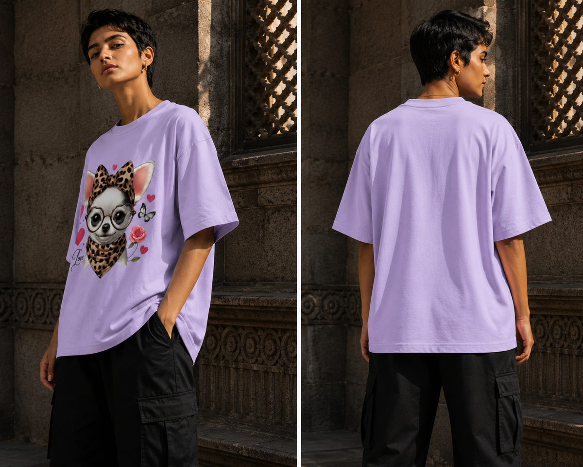 Love Leopard Dog Oversized T-Shirt