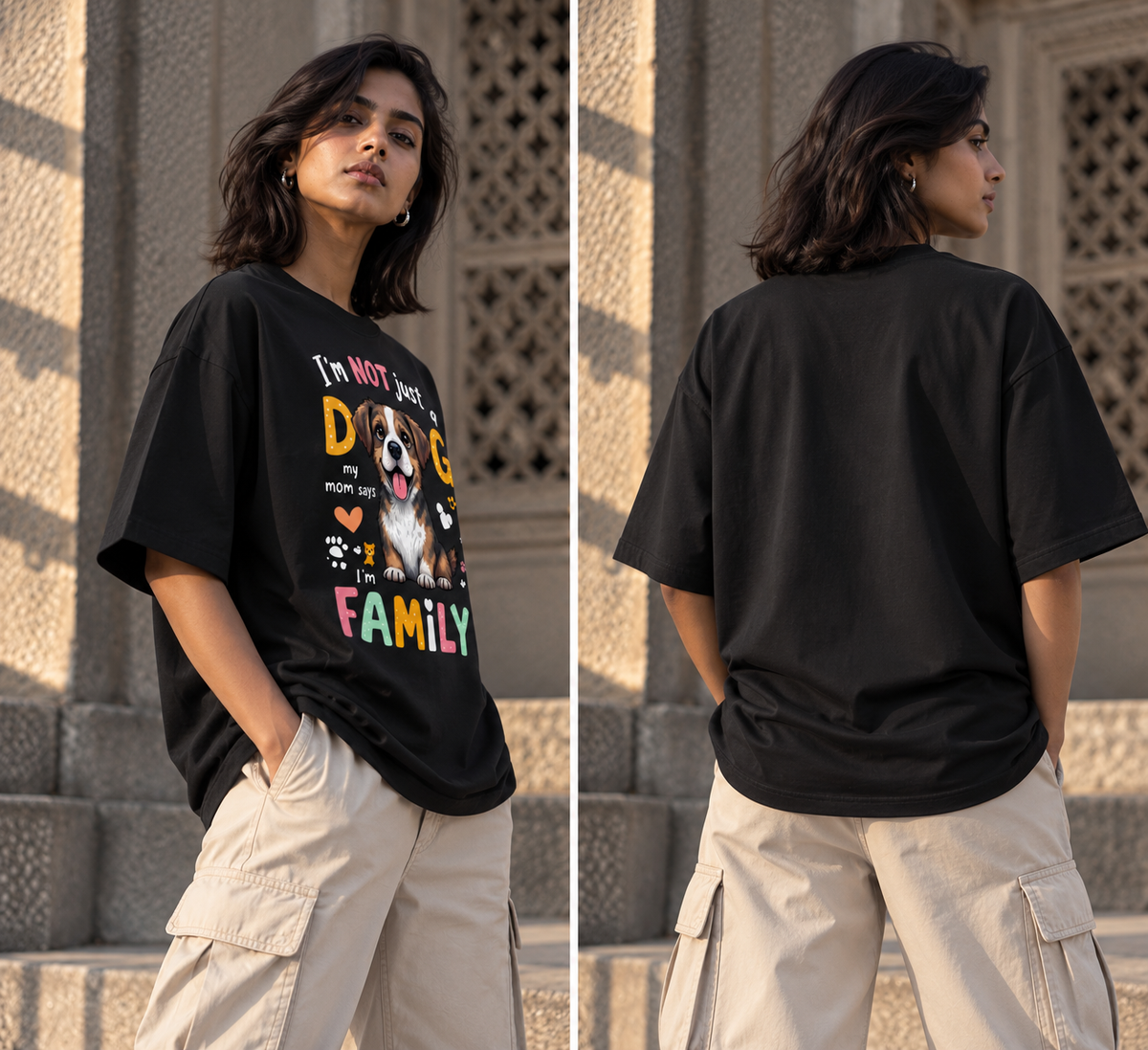 RAJIRU I’m Not Just a Dog I’m Family oversized T-shirt back view