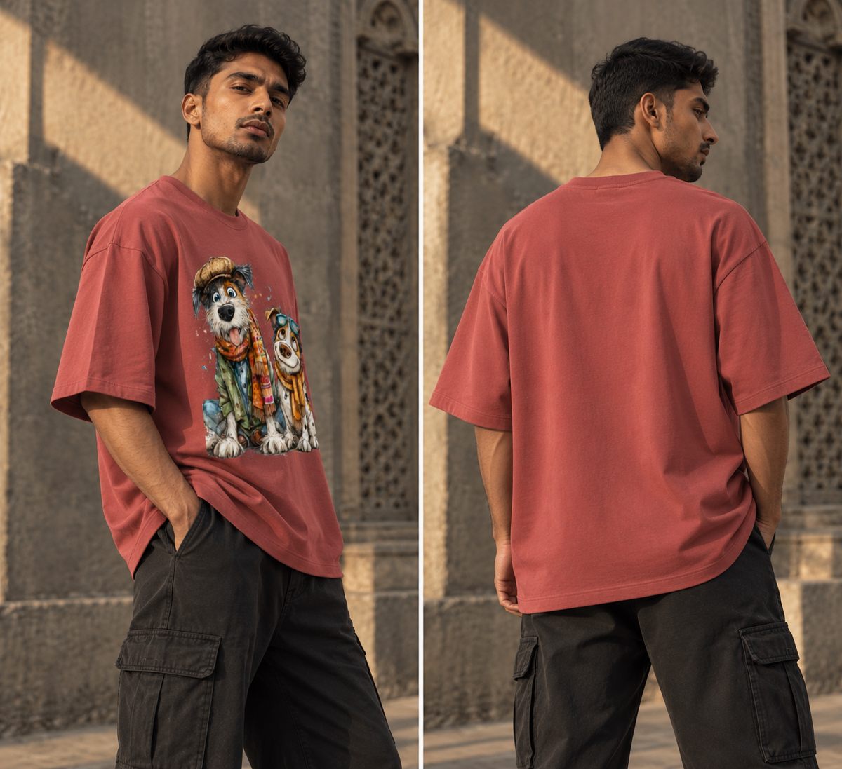 RAJIRU Winter Pals oversized T-shirt back detail