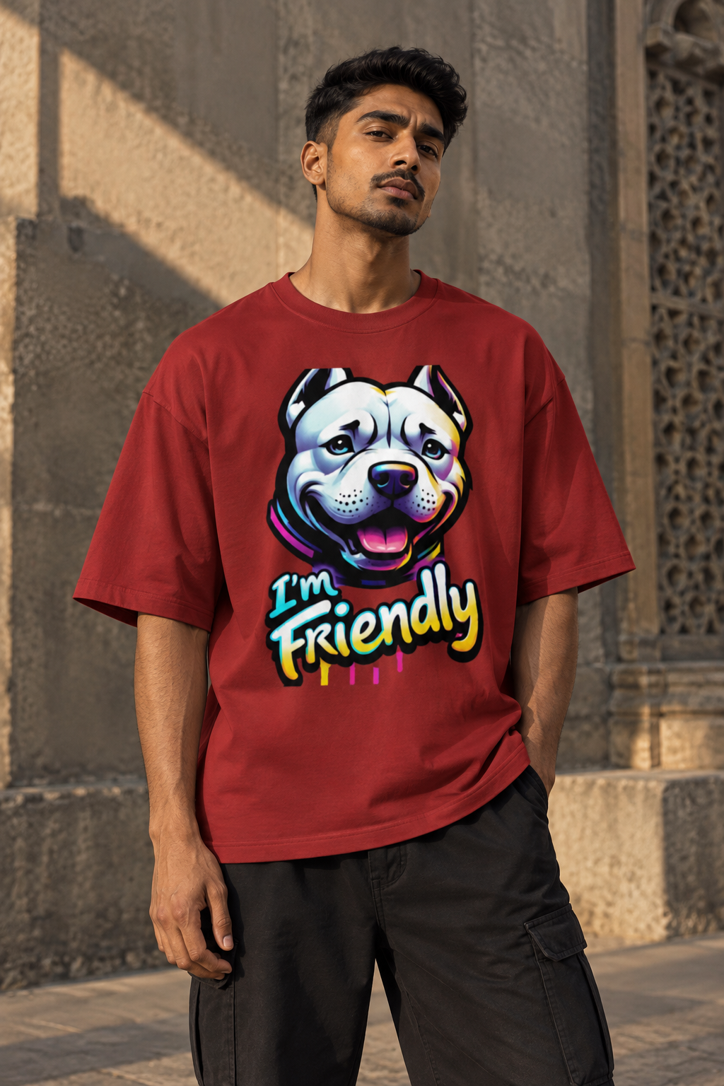RAJIRU I’m Friendly oversized graphic T-shirt