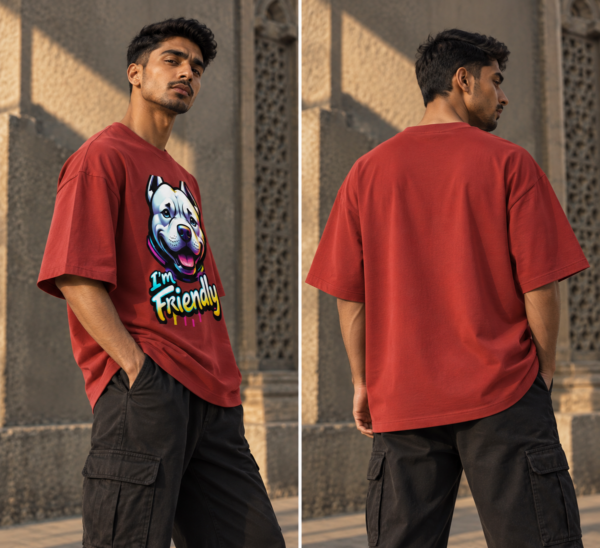 RAJIRU I’m Friendly oversized T-shirt back view