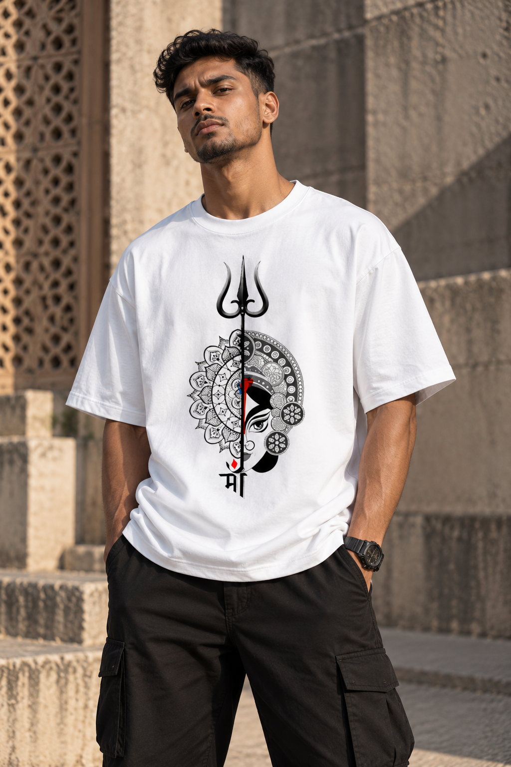 RAJIRU Shakti oversized white graphic T-shirt