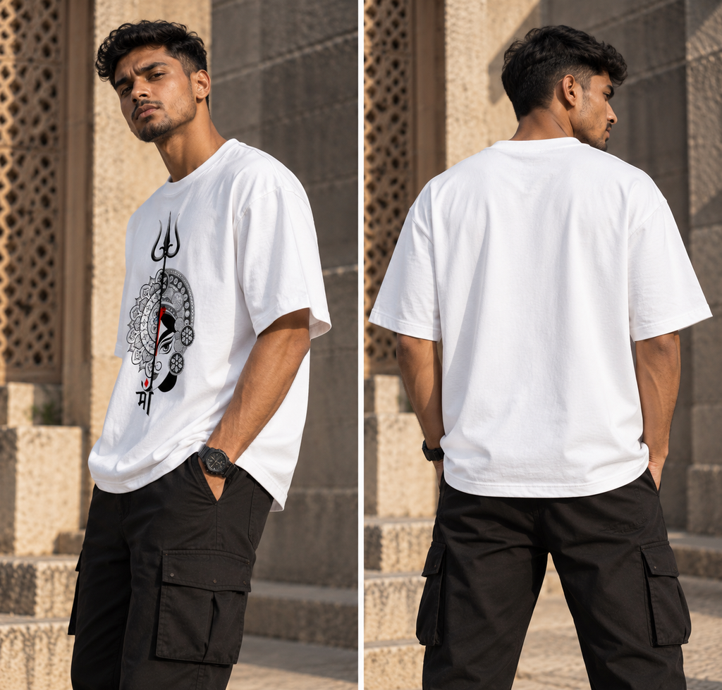 RAJIRU Shakti oversized white T-shirt back view