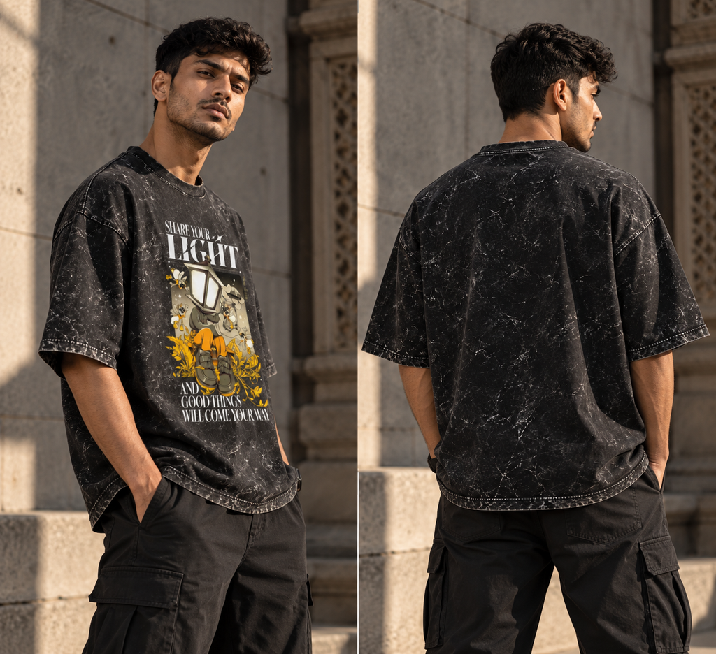 RAJIRU Share Your Light oversized T-shirt back view