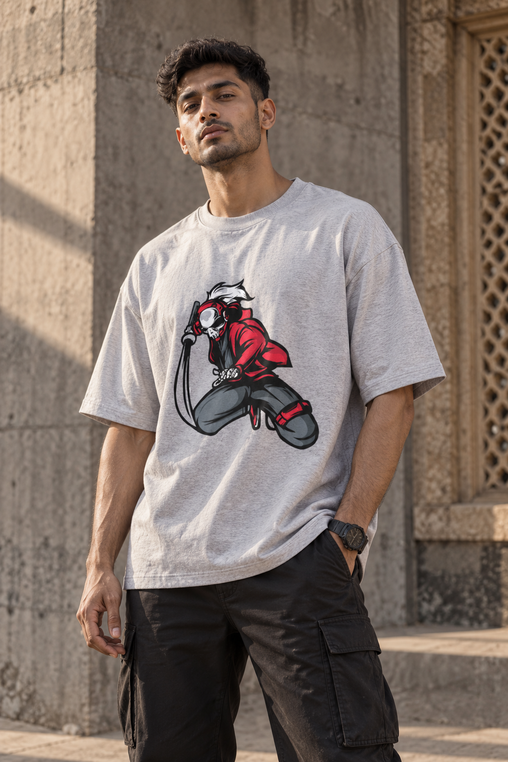 RAJIRU Rogue Ronin anime oversized graphic T-shirt