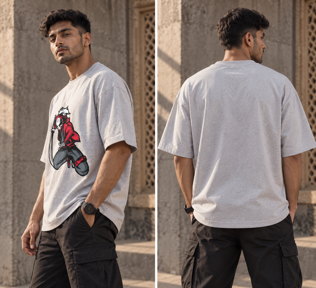 RAJIRU Rogue Ronin anime oversized T-shirt back view