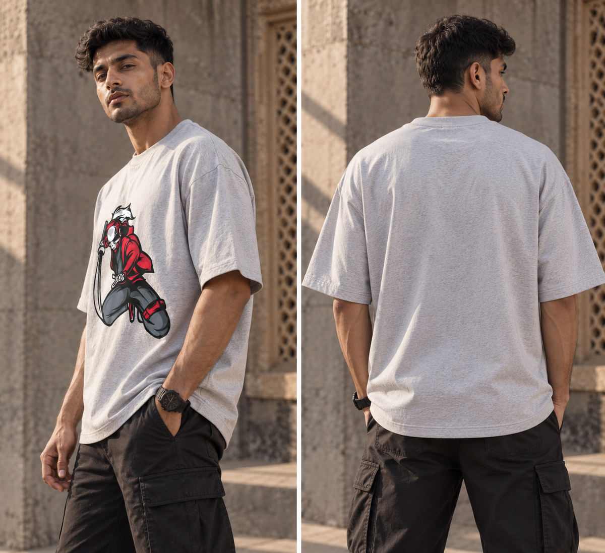 RAJIRU Rogue Ronin anime oversized T-shirt back view