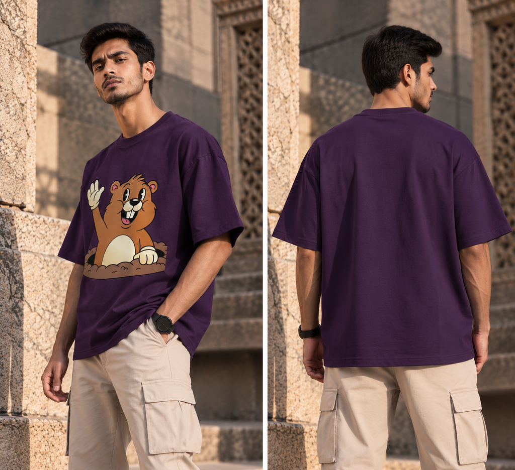 RAJIRU BURROW BUDDY oversized T-shirt back view