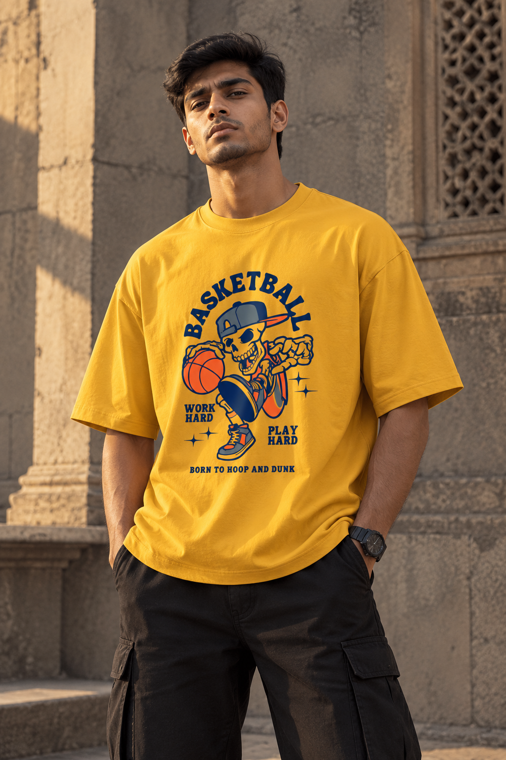 RAJIRU Hoop Reaper Basketball oversized graphic T-shirt