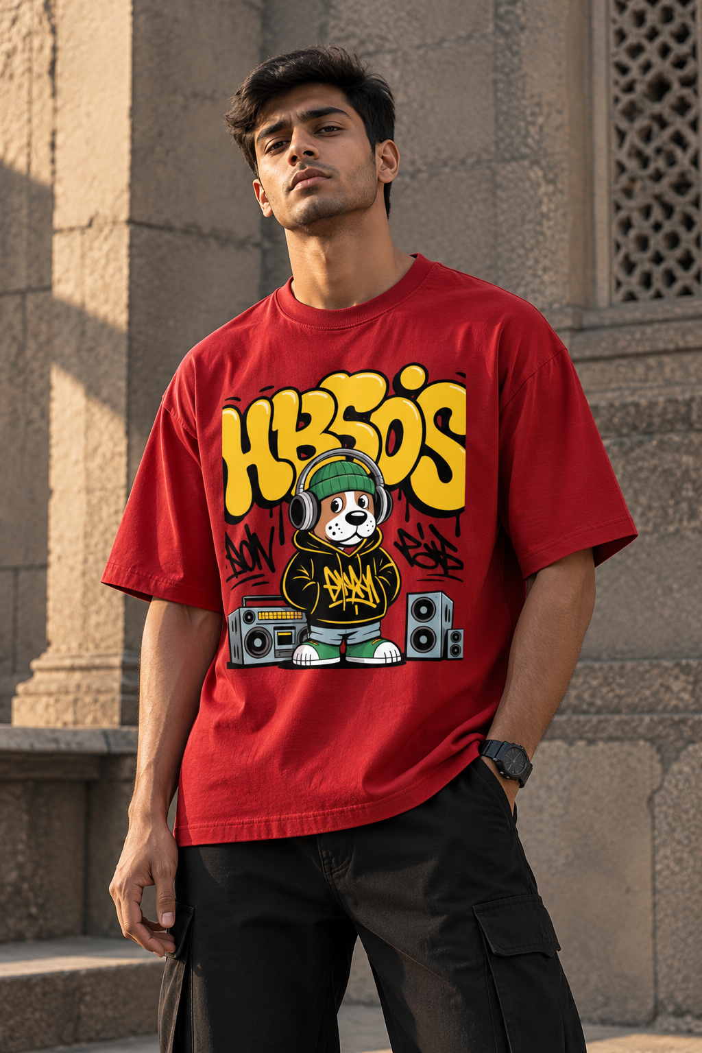 RAJIRU Hoodie Dog oversized graphic T-shirt