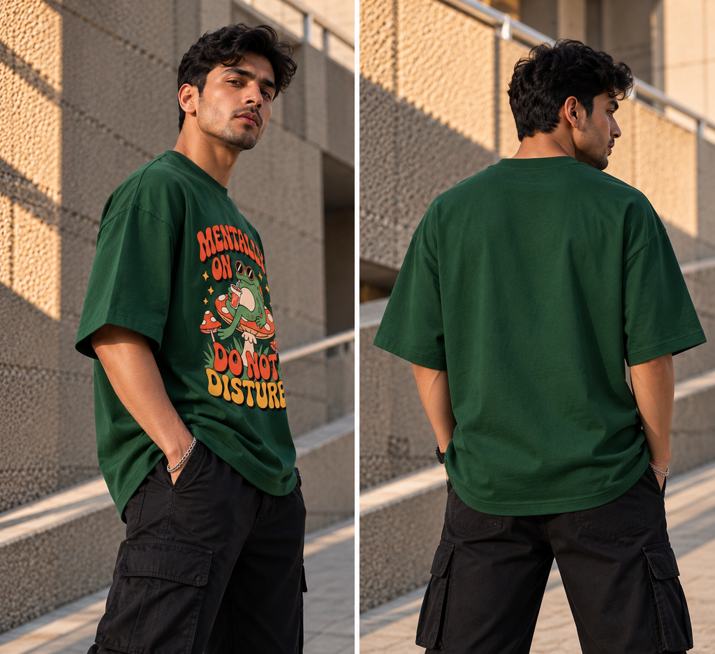 RAJIRU Mentally On Do Not Disturb oversized T-shirt detail view