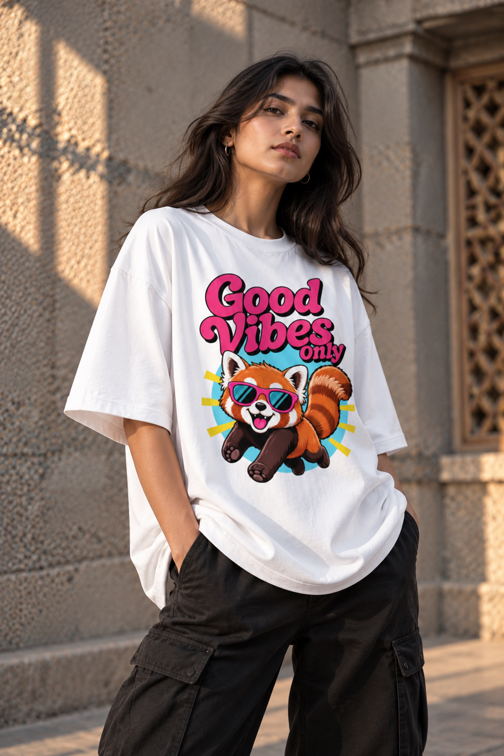 RAJIRU Good Vibes Only oversized graphic T-shirt