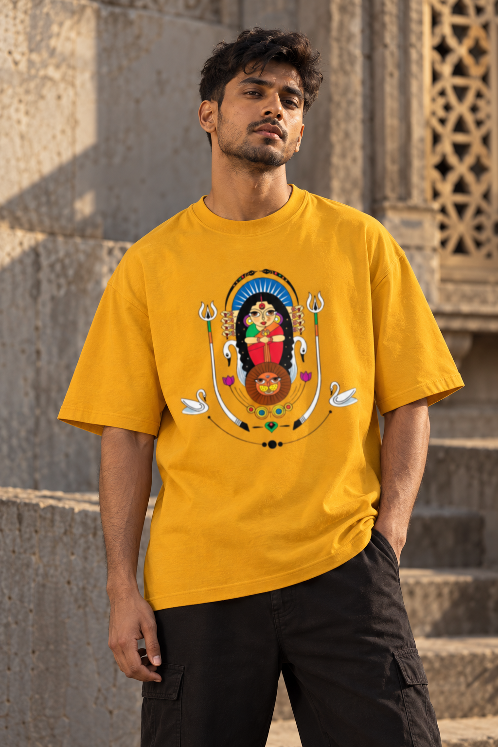 Shakti Heritage Indian folk art oversized graphic t-shirt back