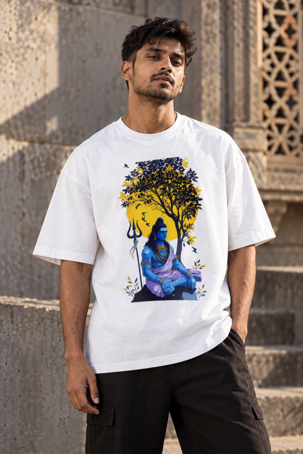 Shiva Meditation Mahadev oversized graphic t-shirt front