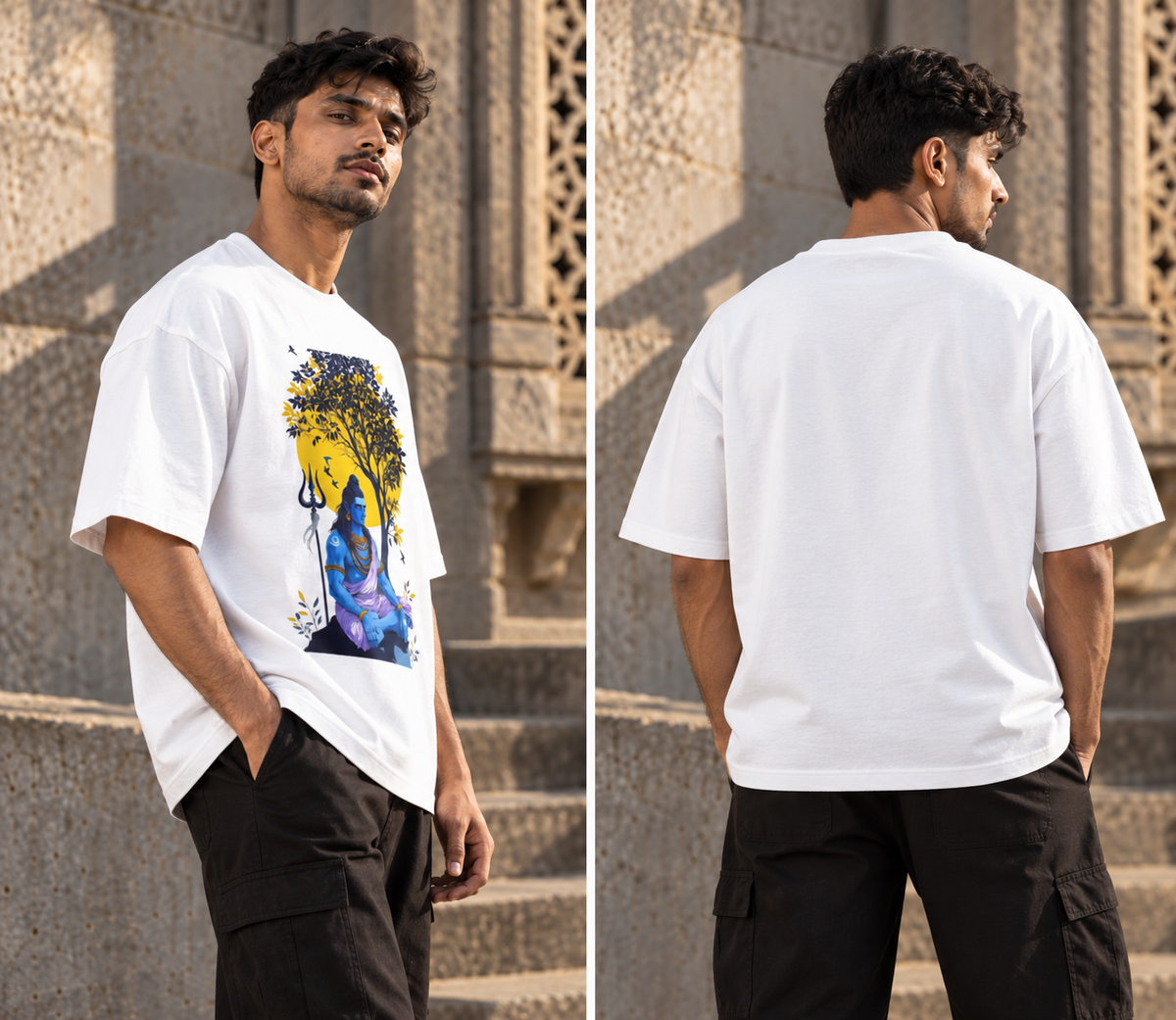 Shiva Meditation Mahadev oversized graphic t-shirt detail
