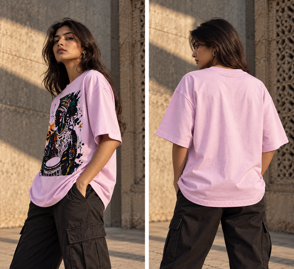 Tribal Heritage Oversized Graphic T-Shirt