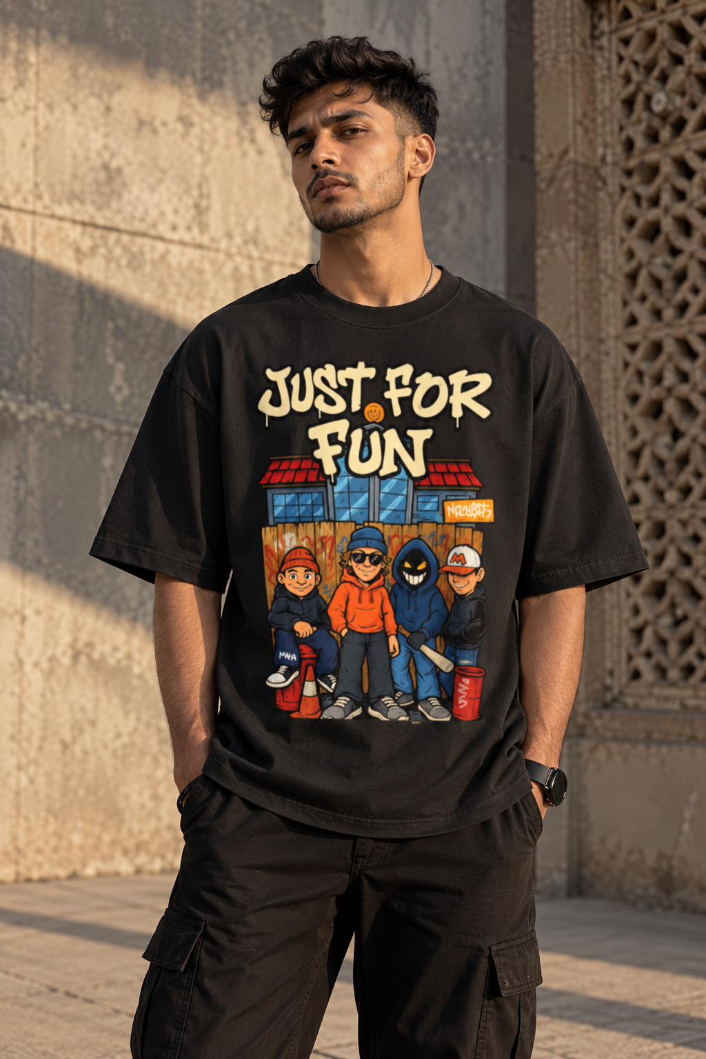 Just For Fun Oversized Graphic T-Shirt