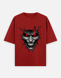 RAJIRU DARK GRIN red oversized graphic T-shirt front view