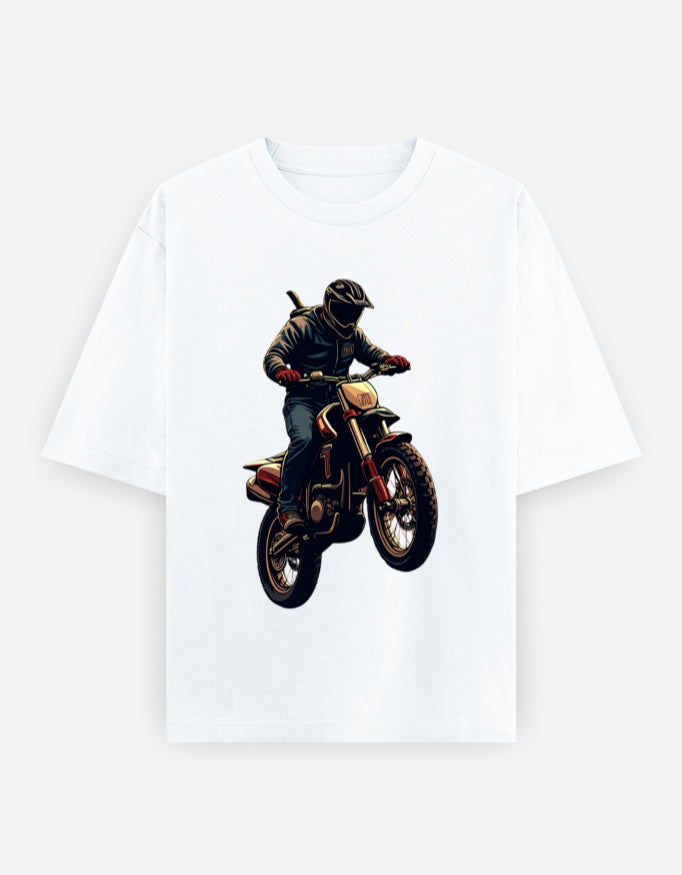Vintage Motocross Rider RAJIRU oversized T-shirt front