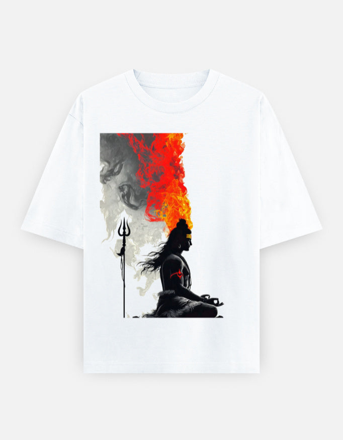 RAJIRU Mahadev Eternal Flame oversized graphic T-shirt front view
