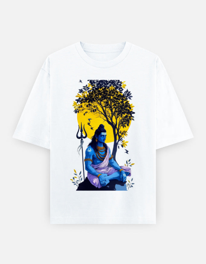 Shiva Meditation oversized graphic t-shirt white front
