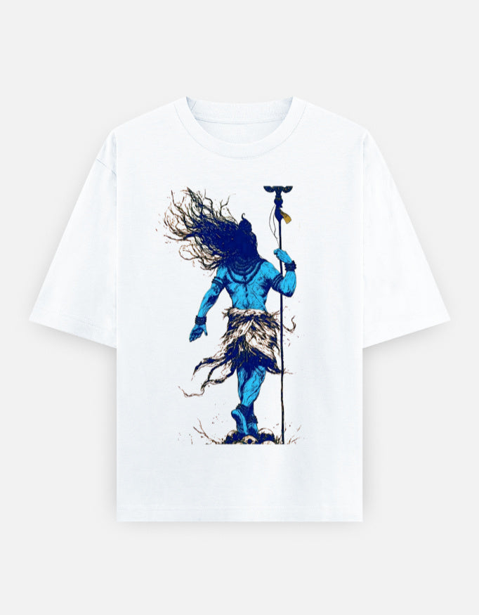 RAJIRU Mahadev Blue Spirit oversized graphic T-shirt front view