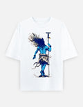 RAJIRU Mahadev Blue Spirit oversized graphic T-shirt front view