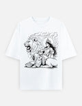 RAJIRU Shakti and Simha mustard oversized T-shirt front view