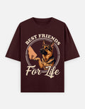 RAJIRU Classic oversized T-shirt maroon front detail