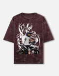 RAJIRU Rider's Legacy motorcycle acid wash oversized T-shirt front view