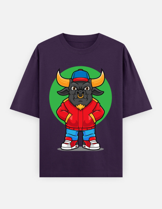 RAJIRU Bull Rush purple oversized T-shirt front view