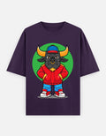 RAJIRU Bull Rush purple oversized T-shirt front view