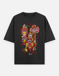 RAJIRU Black oversized classic T-shirt front view