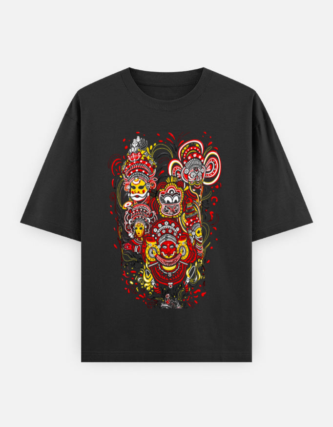 RAJIRU Black oversized classic T-shirt front view