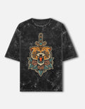 RAJIRU TIGER BLADE acid washed oversized T-shirt front view