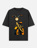 RAJIRU Vintage Bicycle oversized graphic T-shirt front view