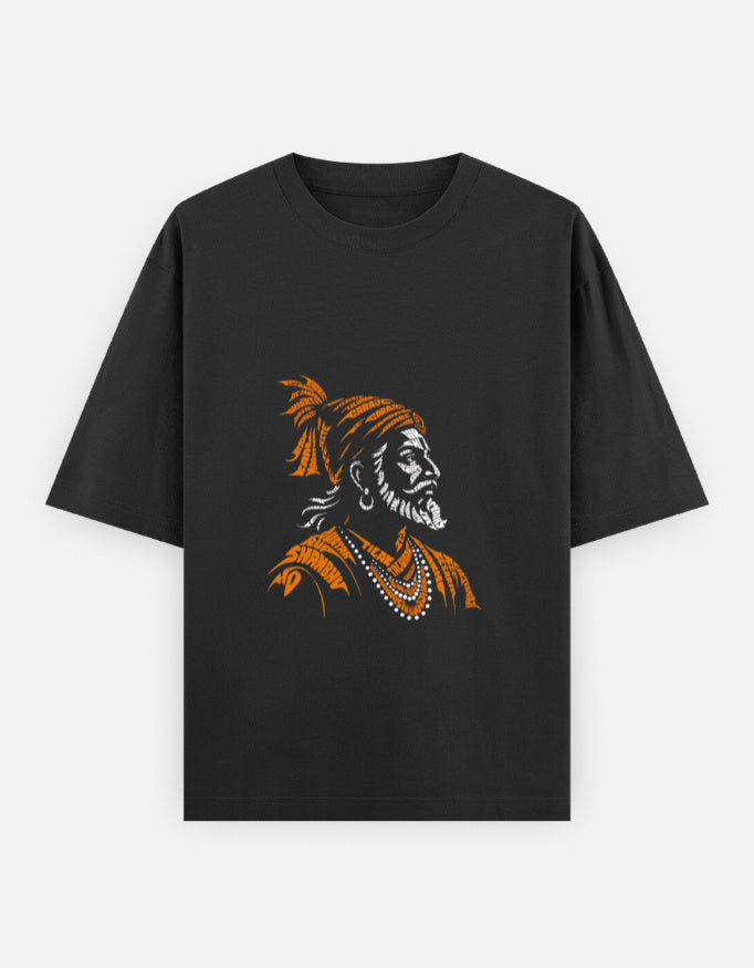 RAJIRU Shivaji Maharaj oversized graphic T-shirt front view