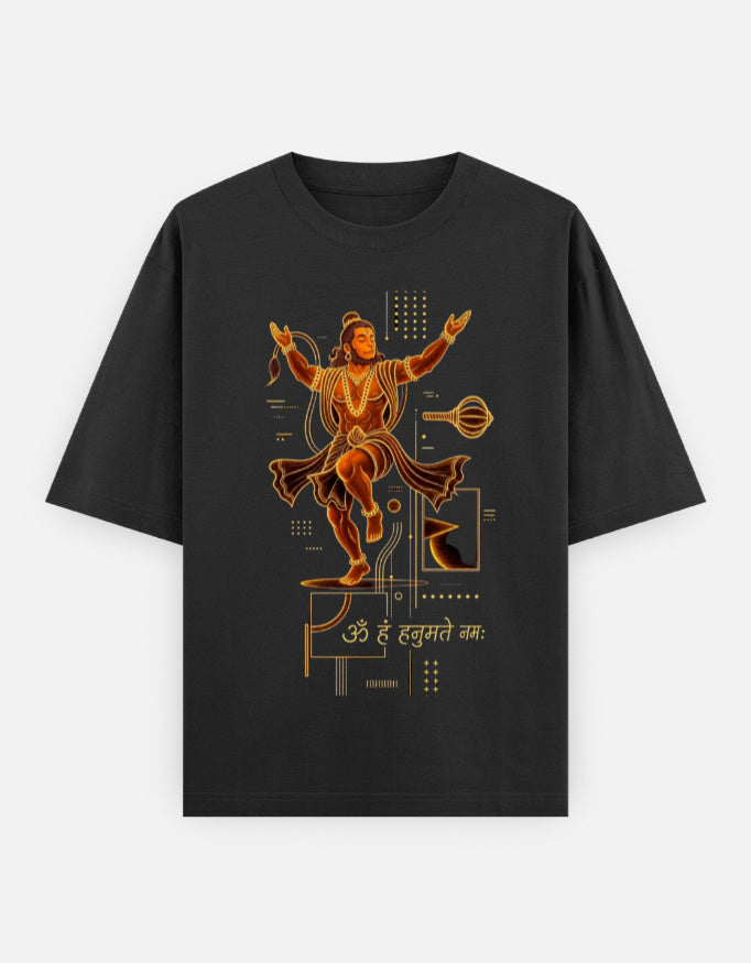 RAJIRU Hanuman Divine Streetwear graphic T-shirt front view