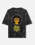 RAJIRU Divine Power acid wash oversized graphic T-shirt front view
