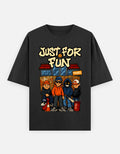 Black and mustard yellow oversized heavyweight cotton t-shirt front