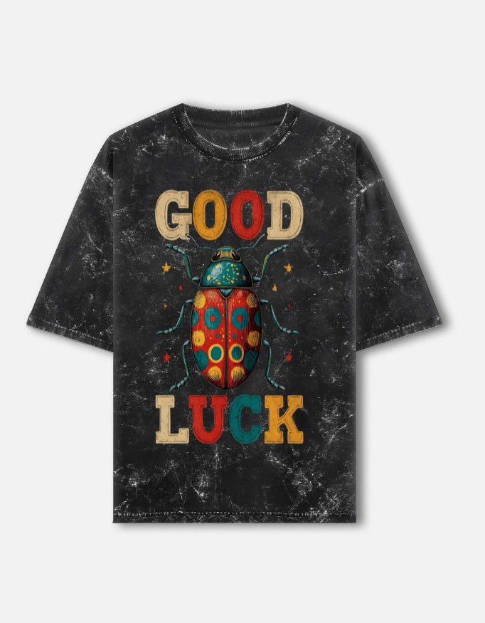 RAJIRU Good Luck Beetle oversized graphic T-shirt front view
