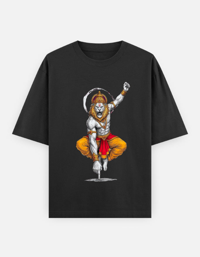 RAJIRU Veer Hanuman Divine Strength oversized T-shirt back detail