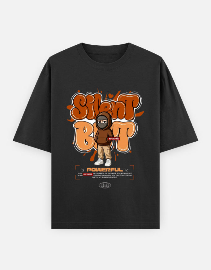 RAJIRU black oversized T-shirt front